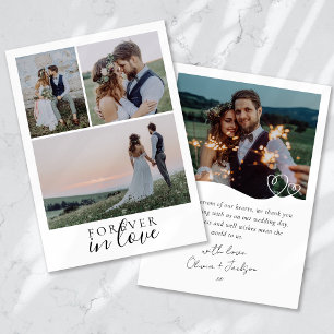 Carte De Remerciements Forever in Love Calligraphy Mariage Photo