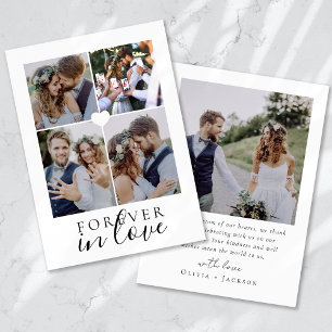 Carte De Remerciements Forever in Love Calligraphy Mariage Photo