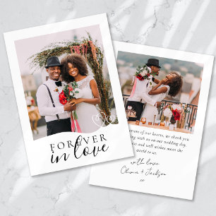 Carte De Remerciements Forever in Love Calligraphy Mariage Photo