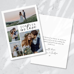 Carte De Remerciements Forever in Love Calligraphy Mariage Photo