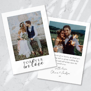 Carte De Remerciements Forever in Love Calligraphy Mariage Photo