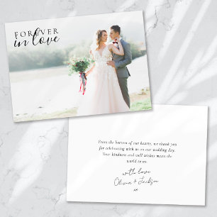 Carte De Remerciements Forever in Love Calligraphy Mariage Photo