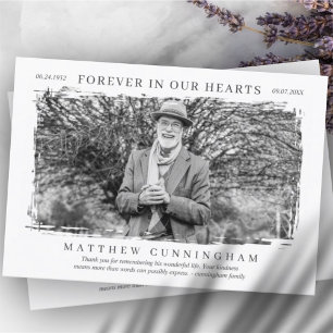 Carte De Remerciements Forever in our Hearts Mémorial Photo simple modern