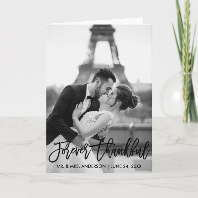 Carte De Remerciements Forever Thankor Brush Script Mariage Moderne Pliag (Devant)