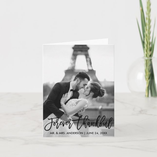 Carte De Remerciements Forever Thankor Brush Script Mariage Note moderne (Devant)