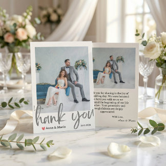Carte De Remerciements Formal Classic Wedding Photo Thank You Card