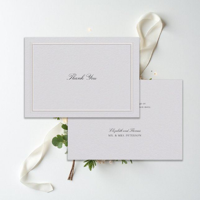 Carte De Remerciements Formal Modern Classic Elevated Frame Ivory Wedding (modern classic wedding thank you card ivory double frame elevated formal traditional calligraphy)