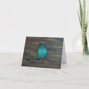 Carte De Remerciements Forme d'état Alabama Turquoise
