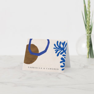 Carte De Remerciements Formes Abstraites contemporaines Art Blue Tan Mari
