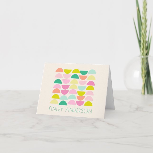 Carte De Remerciements Formes Géométriques Pastels Brillants Rose Personn (Devant)