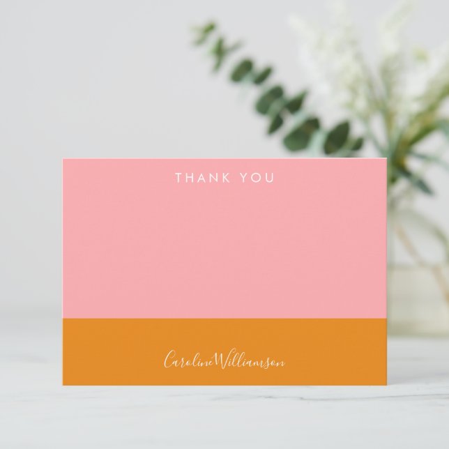 Carte De Remerciements Formes géométriques simples Fête des mariées rose  (Debout devant)