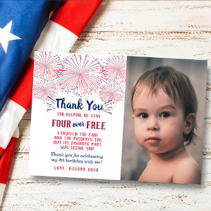 Carte De Remerciements Four Ever Free ! Photo de 4 juillet pour un 4ème a