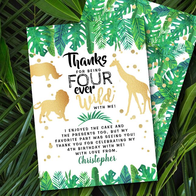 Carte De Remerciements Four Ever Wild Boys 4e anniversaire (Créateur téléchargé)