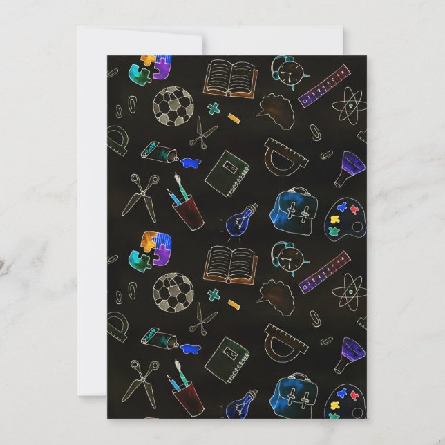 Carte De Remerciements Fournitures scolaires motifs, école (Devant)