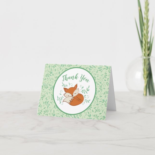 Carte De Remerciements Fox Baby shower Animaux boisés (Devant)
