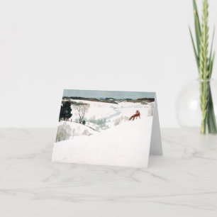 Carte De Remerciements Fox dans la neige par Newell Convers Wyeth