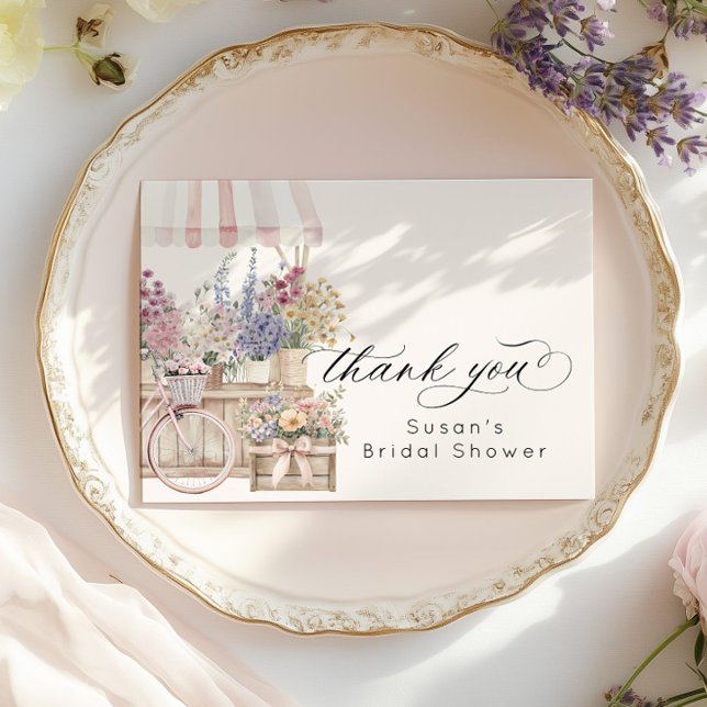 Carte De Remerciements Frais débarqués du marché Fleurs Chariot Enterreme (Créateur téléchargé)