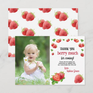 Carte De Remerciements Fraise 1er Anniversaire Fête Berry doux