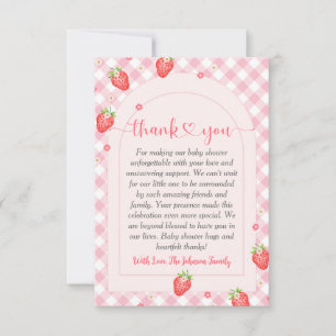 Carte De Remerciements Fraise Berry Sweet Baby Girl Baby shower