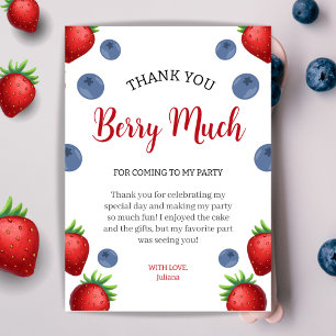 Carte De Remerciements Fraise et bleuets Fille Anniversaire