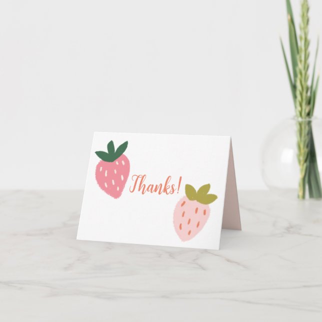 Carte De Remerciements Fraise mignonne (Devant)