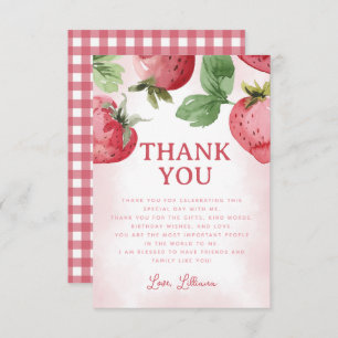 Carte De Remerciements Fraise rose mignonne
