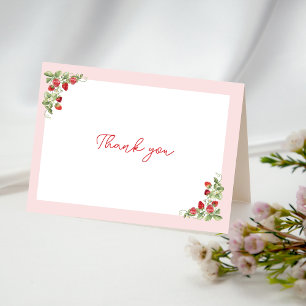Carte De Remerciements Fraises à l'aquarelle Remerciement fantaisiste