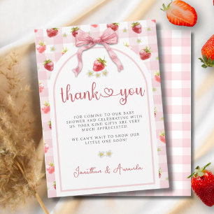 Carte De Remerciements Fraises de ruban Berry Baby shower doux