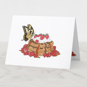 Carte De Remerciements Fraises et papillon noir