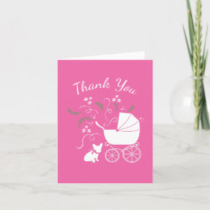 Carte De Remerciements Français Baby shower Bulldog Français Français ros
