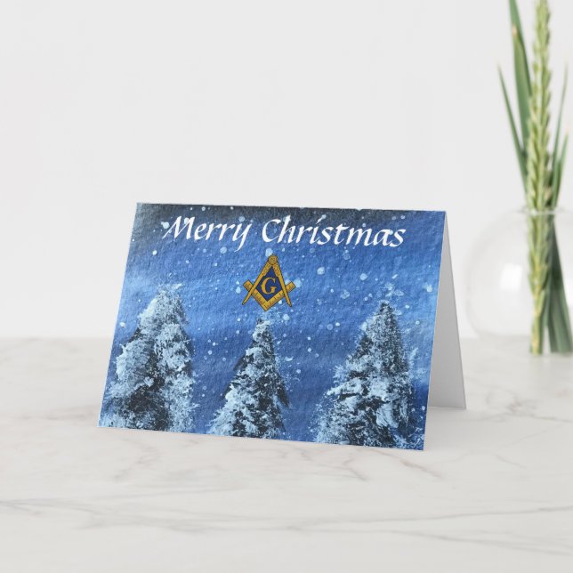 Carte De Remerciements Freemason Masonic Carré et Compass Noël (Devant)