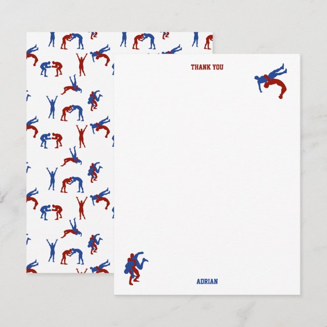 Carte De Remerciements Freestyle Greco Roman lutte Nom personnalisé (Devant / Derrière)