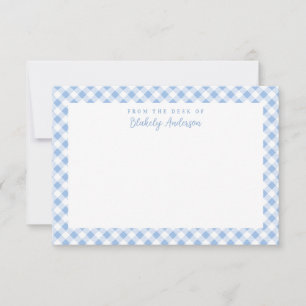 Carte De Remerciements French Blue En vichy Vérifier la papeterie