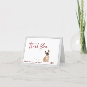 Carte De Remerciements French Bulldog Pet Dog Personalize Bone Ribbon  