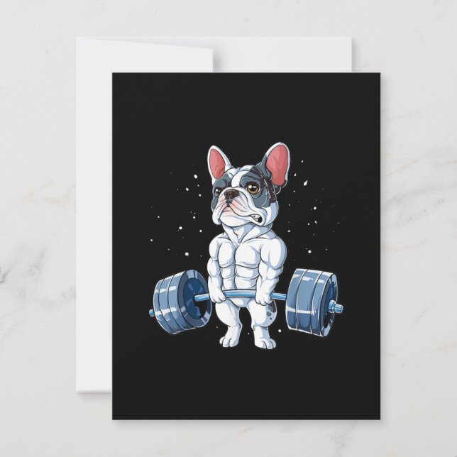 Carte De Remerciements French Bulldog Poids Funny Deadlift Gym (Devant)