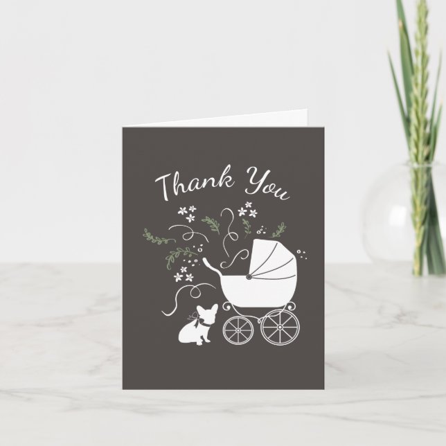 Carte De Remerciements French Bulldog Theme Party - Baby shower neutre (Devant)