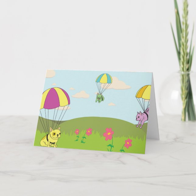 Carte De Remerciements French Bulldog Umbrella Fun Thank (Devant)