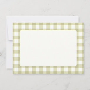 Carte De Remerciements French Country Meadow En vichy - sauge vert plaid.
