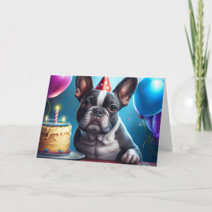 Carte De Remerciements Frenchie Birthday Bash : Un mignon Bulldog françai