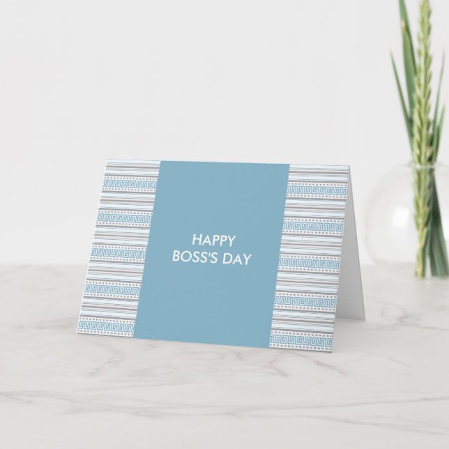 Carte De Remerciements Fret Stripe Cornflower Joyeux Boss Day (Devant)