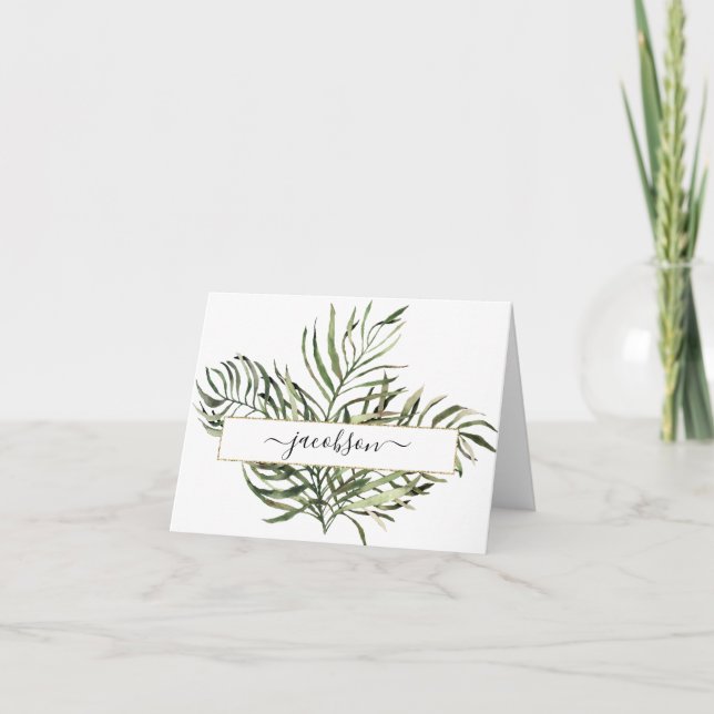 Carte De Remerciements Frilly Ferns, Personnalisé (Devant)