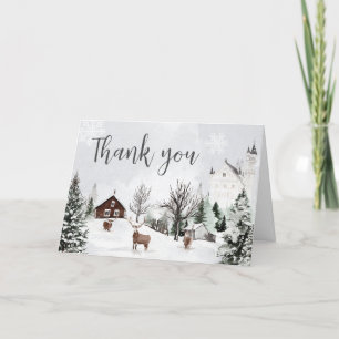 Carte De Remerciements Froid Hors du Baby shower d'hiver Wonderland