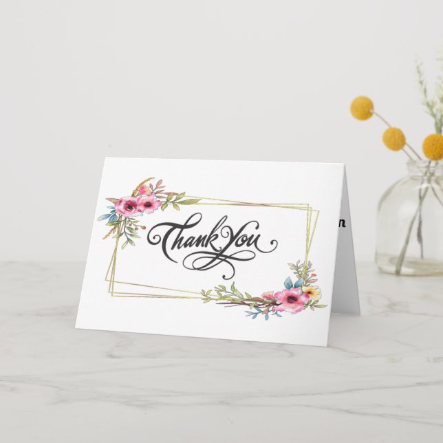 Carte de remerciements frontalier floral (Recto)