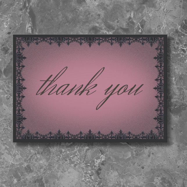 Carte De Remerciements Frontière en fer gothique victorien Mariage de Bou (Victorian Gothic Iron Border Burgundy Wedding Thank You Card)