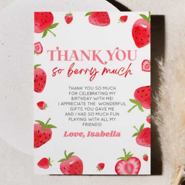 Carte De Remerciements Fruit fraise Berry Sweet fête d'anniversaire (Créateur téléchargé)