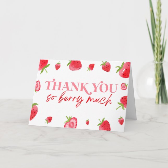 Carte De Remerciements Fruit fraise Berry Sweet rose rouge pliable (Devant)