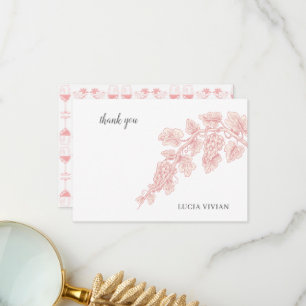 Carte De Remerciements Fruits de raisin Plante Champagne Retro