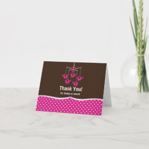 Carte De Remerciements Fuchsia Pink & Brown Mobile Thank You Note