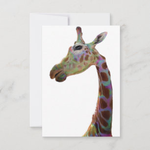 Carte De Remerciements Fun funky coloré Giraffe