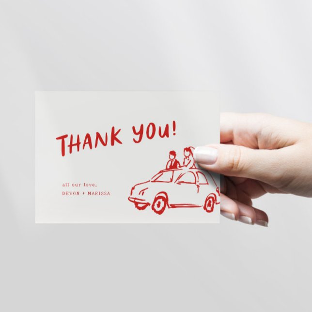Carte De Remerciements Fun moderne Funky Retro Mariage rouge (Créateur téléchargé)